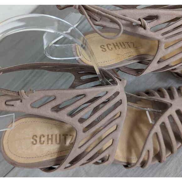 Schutz Womens Made in Brazil Nude Cut Out Ankle Wrap Stiletto Heels sz 6 - Picture 8 of 11